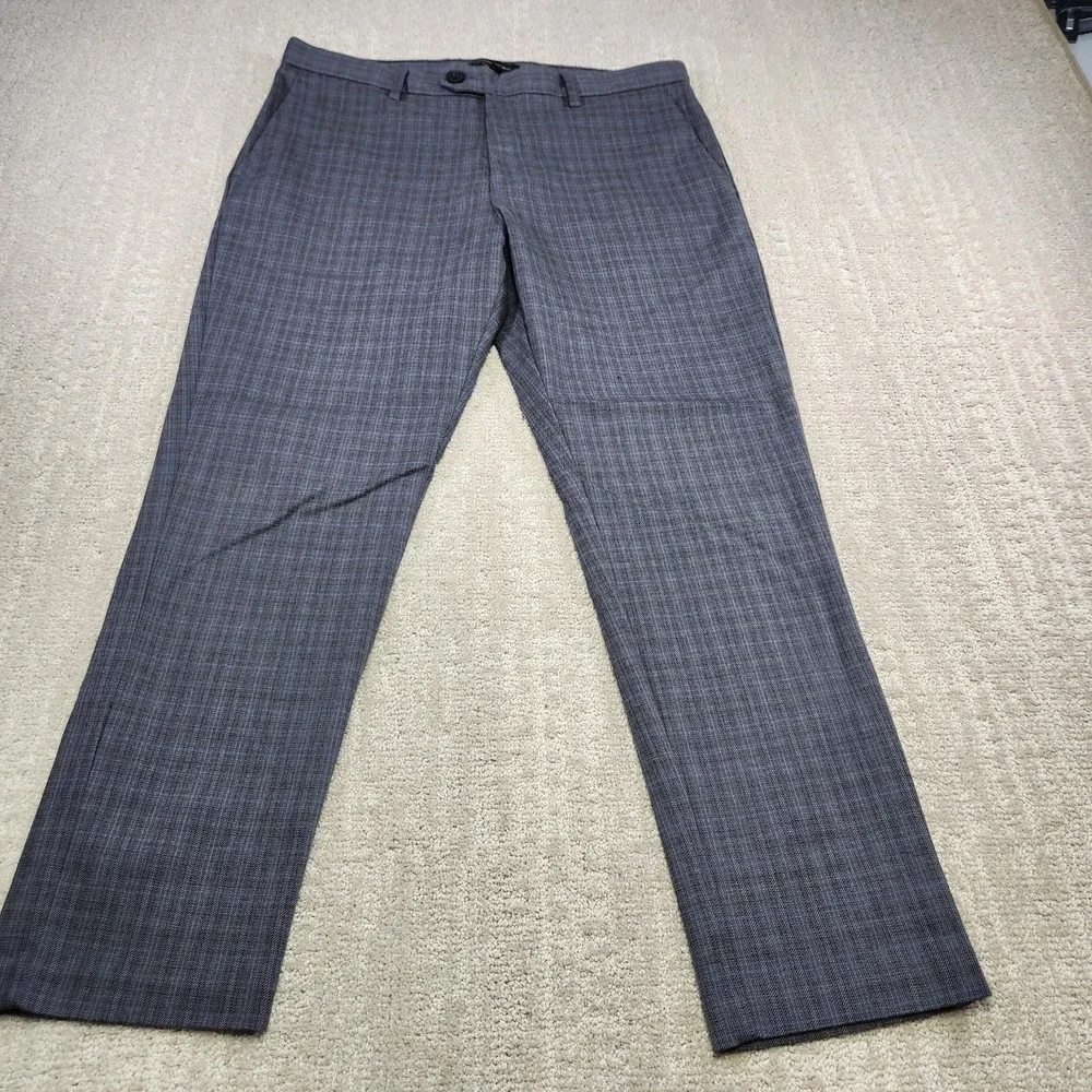 Banana Republic Pants Men 32x27 *READ Slim Ankle Tapered Plaid Trouser Gray